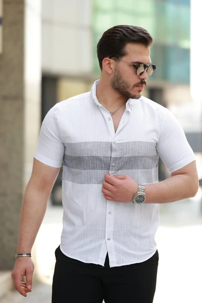 Erkek Desenli Kısa Kollu Gömlek ürün görseli