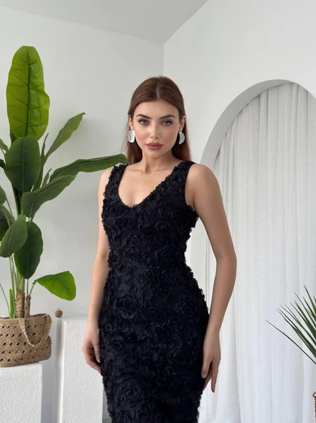 Kren Gül Detaylı Elbise - Resim 3