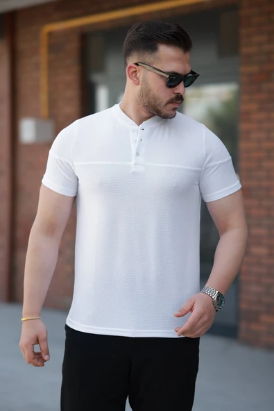 Erkek Hakim Yakalı Kısa Kollu Pamuklu T-shirt ürün görseli