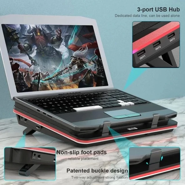 IETS GT500 Turbo Fan Laptop Soğutucu (5000 RPM) - V1(Hub) - 4
