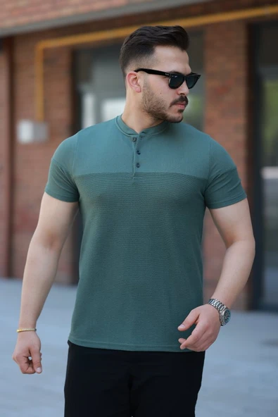 Erkek Hakim Yakalı Kısa Kollu Pamuklu T-shirt ürün görseli