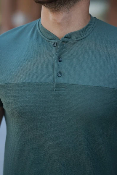 Erkek Hakim Yakalı Kısa Kollu Pamuklu T-shirt - Resim 3