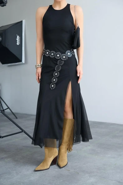 Tül Elbise - Siyah - Resim 5