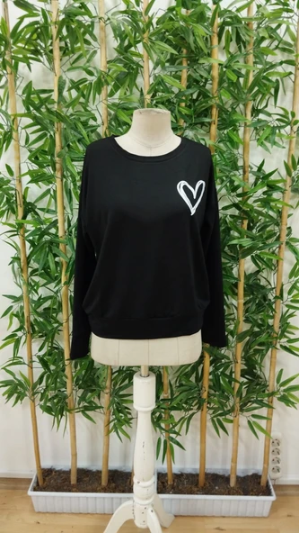 Kadın Uzun Kollu Bisiklet Yaka Viskon Iki Iplik Bluz - Resim 4