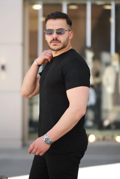 Erkek Mini Jakarlı Kısa Kollu T-shirt - Resim 2