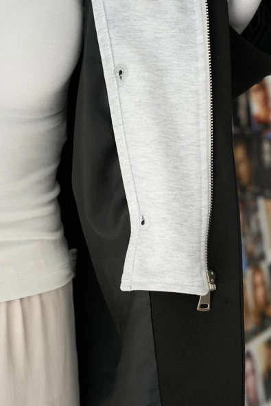 Fermuarlı Ceket - Siyah-Gri - Resim 5
