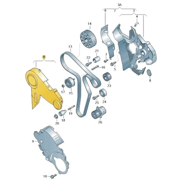 Audi A3 HB 2009-2012 1.6TDi CAY Motor Triger Üst Kapak 03L109107D - 3