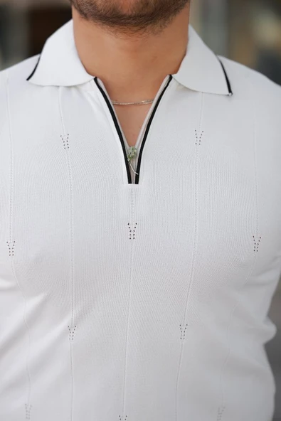 Erkek Yakalı Kısa Kollu T-shirt - Resim 3