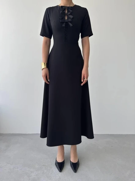 Wera Taşlı Fiyonk Detaylı Elbise - Resim 2