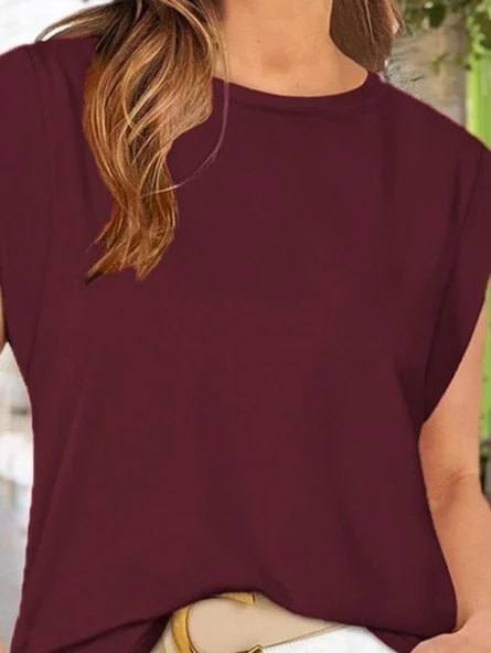 Kadın Kısa Kollu Bisiklet Yaka Viskon Bluz - Resim 2