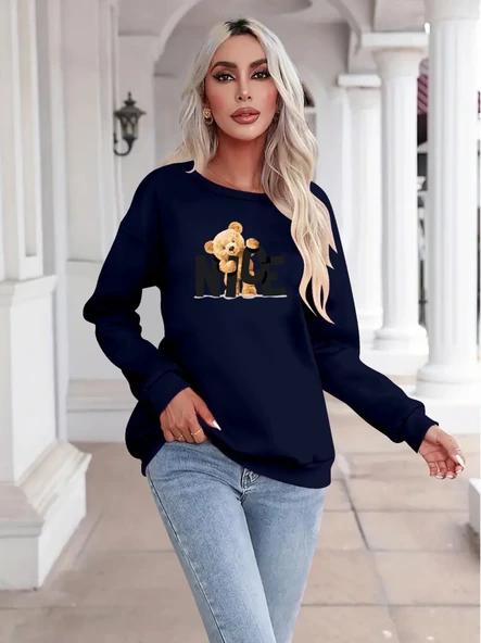 Kadın Uzun Kollu Bisiklet Yaka Viskon Iki Iplik Bluz ürün görseli