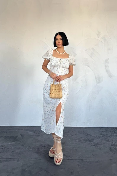 Lila Çiçekli Yazlık Elbise ürün görseli