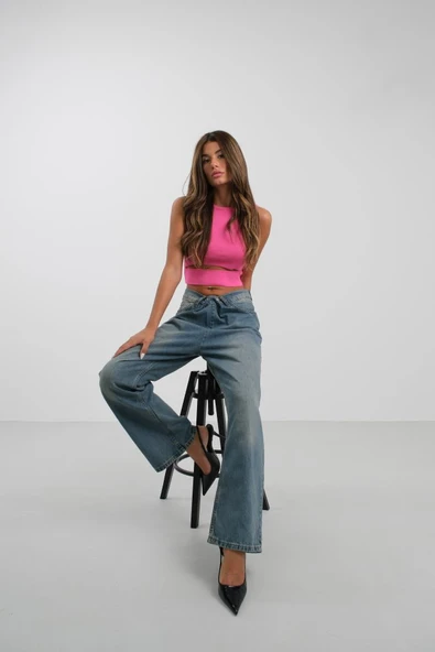 Pencere Detay Triko Bluz - Resim 3