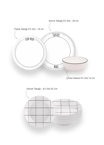 The Mia Daily Tunes Yemek Takımı 6 Kişilik 24 Parça ürün görseli 1