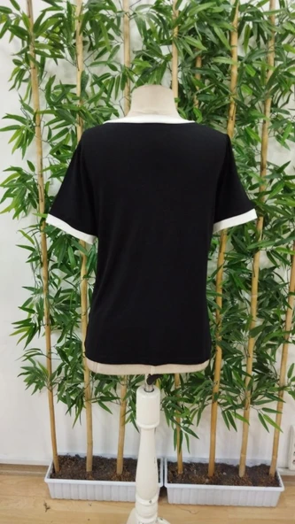 Kadın Kısa Kollu V Yakalı Viskon Bluz - Resim 8