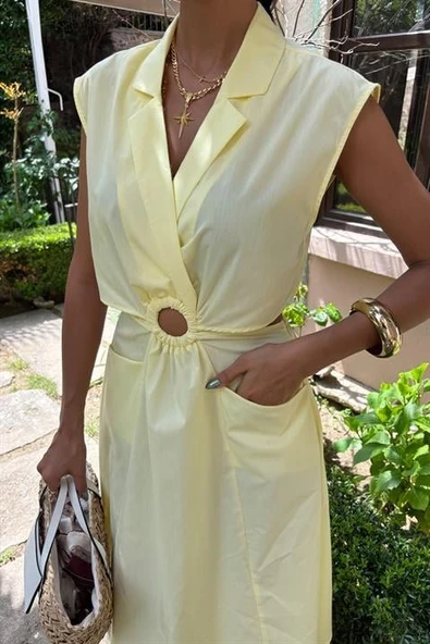 Göbeği Halka Detaylı Midi Boy Elbise 2896 - Resim 3