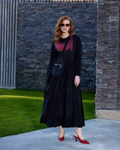 Misswhence Çanta Detaylı Elbise Siyah 37834 - 2