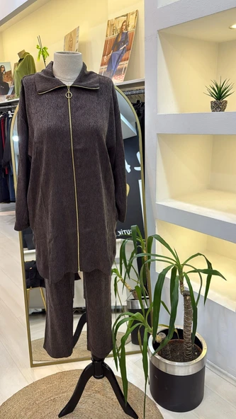 invee LOSELcupra pantolonlu takim kahve 7135 - Resim 3