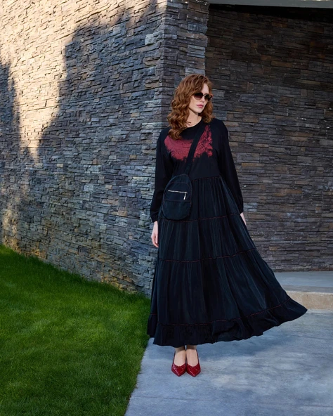 Misswhence Çanta Detaylı Elbise Siyah 37834 - 4