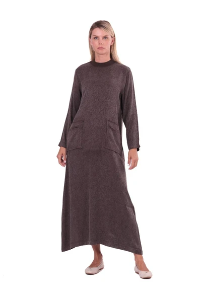 invee cupra ipek elbise 7136 kahve ürün görseli 1