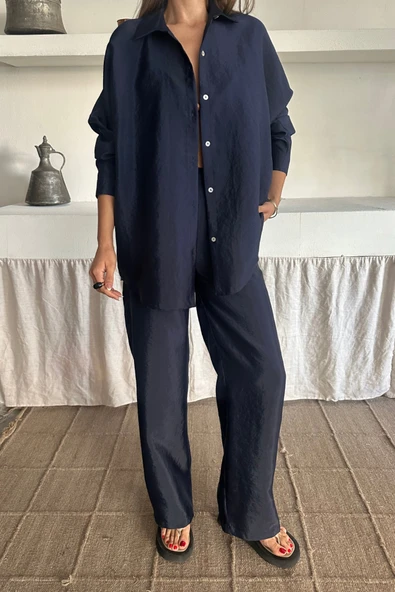 GÖMLEK-PANTOLON TAKIM CUPRA KUMAŞ - Lacivert - 2