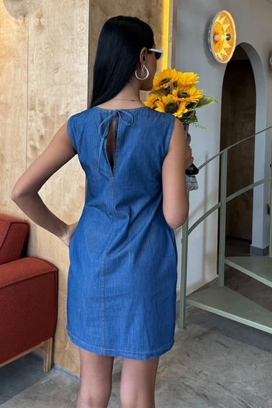 Sırt Bağcıklı Tensel Elbise 2880 - Resim 4