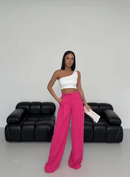 Üç Düğme Detayli Palazzo Pantolon ürün görseli