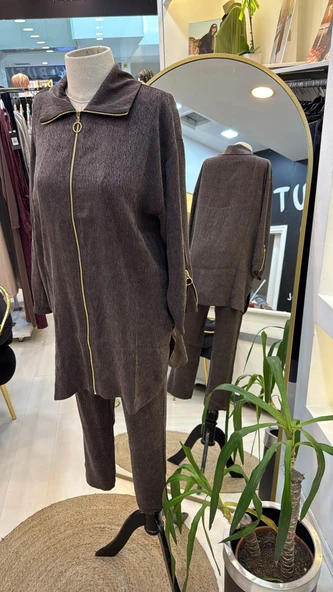 invee LOSELcupra pantolonlu takim kahve 7135 - Resim 5