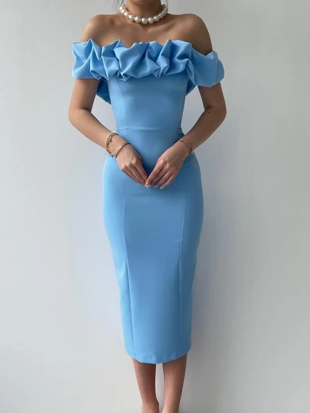 Popi Madonna Yaka Kalem Elbise - Resim 2