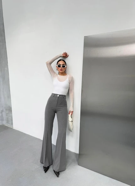 230 Gr Poly Viscose Full Lycra İspanyol Paça Pantolon ürün görseli