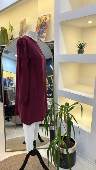 MİSSWHENCE İpek Tunik 37025 bordo - Resim 3