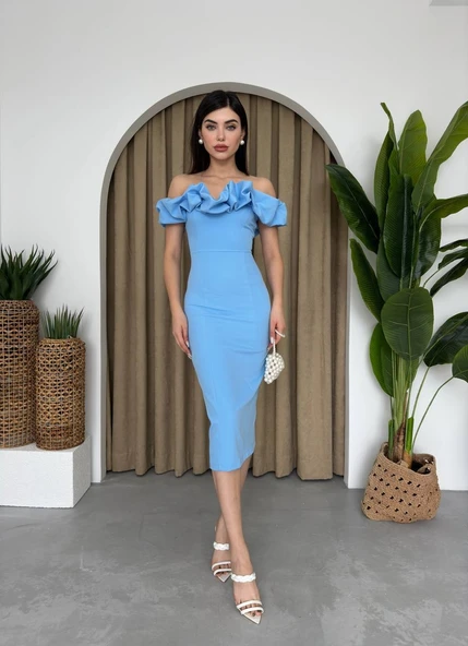 Popi Madonna Yaka Kalem Elbise - Resim 4