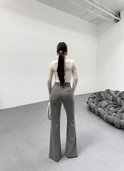 230 Gr Poly Viscose Full Lycra İspanyol Paça Pantolon - Resim 2