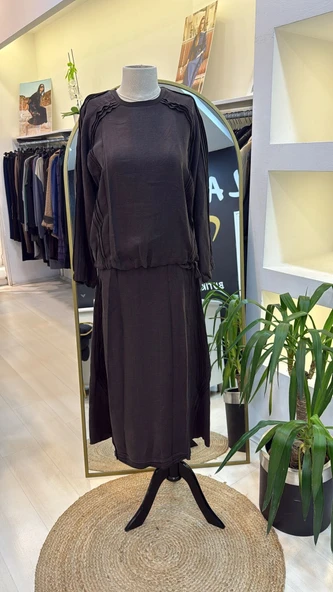 MİSSWHENCE Keten Etek Takım 37009 KAHVERENGİ - Resim 5