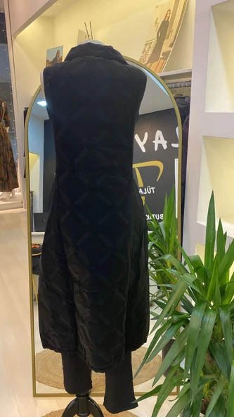 İNVEE YAKA DETAYLİ ŞİŞME YELEK KADİFE GORUNUMLU 6916 - 2