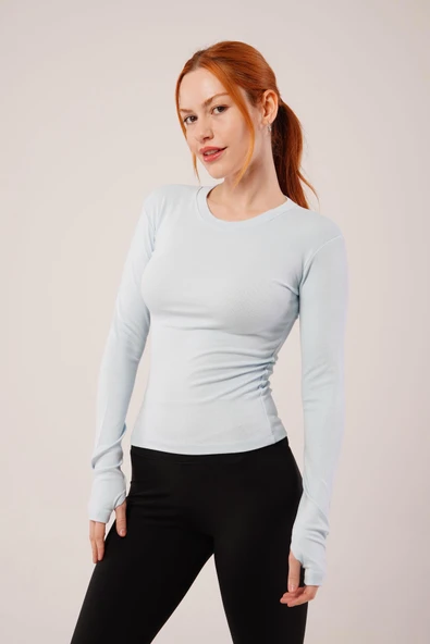 Uzun Kollu Basic Bebe Mavisi Bluz ürün görseli