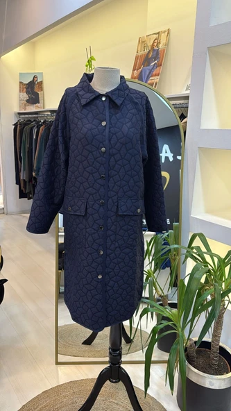 İnvee 7096 Kapitone Ceket - LACİVERT - Resim 5