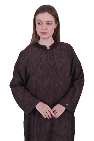 İNVEE ELBİSE 7026 KAHVERENGİ - Resim 3