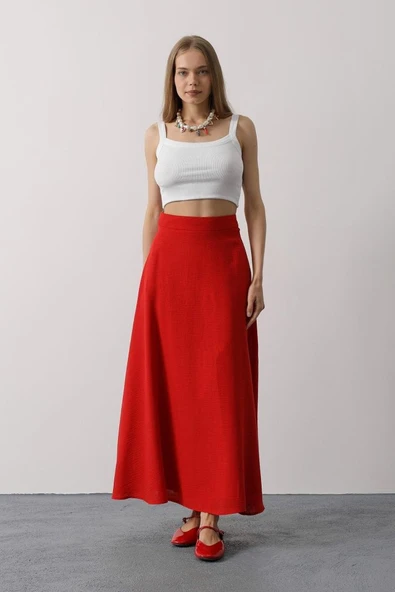 Keten Etek - Kırmızı - Resim 2