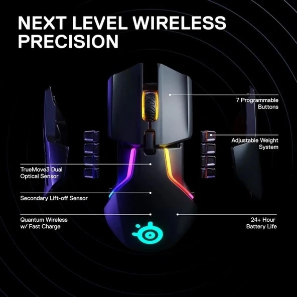 SteelSeries Rival 650 Quantum Kablosuz Oyuncu Mouse - 3