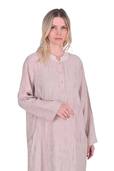 İNVEE ELBİSE BEJ 7026 - Resim 3