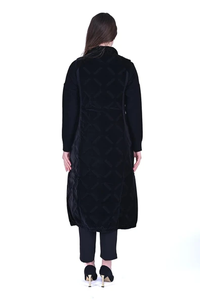 İNVEE YAKA DETAYLİ ŞİŞME YELEK KADİFE GORUNUMLU 6916 - Resim 4