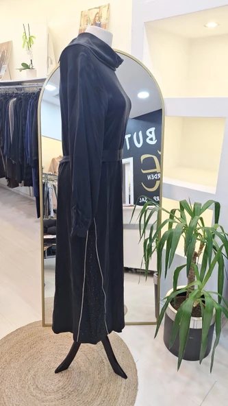 NUSS CUPRA İPEK ELBİSE 2057 SİYAH - Resim 8