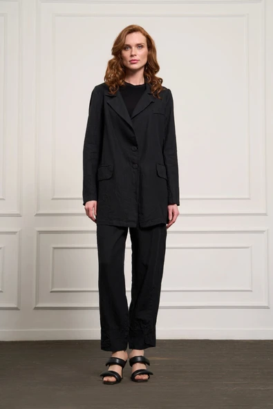 MİSSWHENCE Keten Cetek Takım 37207 SİYAH - Resim 4