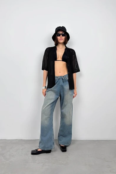 Polo Yaka Fileli Bluz ürün görseli 1