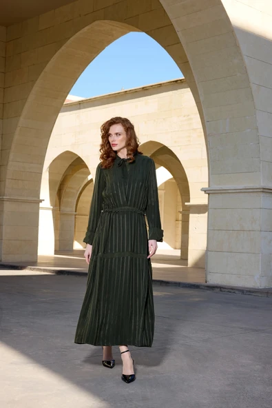 MİSSWHENCE İPEK ELBİSE 37810 YEŞİL - Resim 2