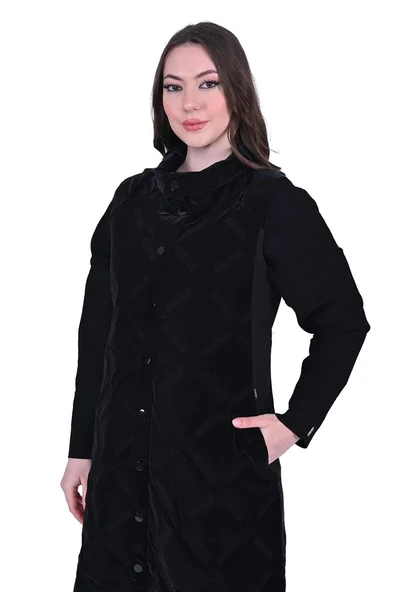 İNVEE YAKA DETAYLİ ŞİŞME YELEK KADİFE GORUNUMLU 6916 - Resim 2