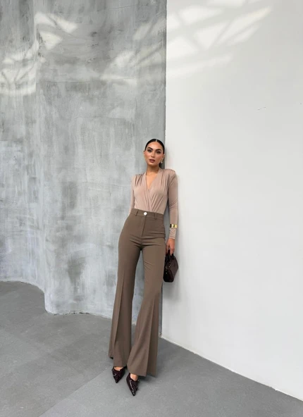 230 Gr Poly Viscose Full Lycra İspanyol Paça Pantolon ürün görseli