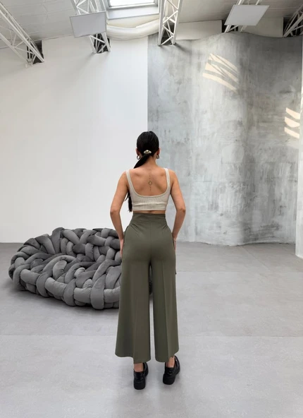 230 Gr Poly Viscose Full Lycra Metal Toka Aksesuarli Pantolon - Resim 2