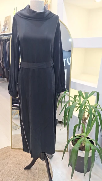 NUSS CUPRA İPEK ELBİSE 2057 SİYAH - Resim 4